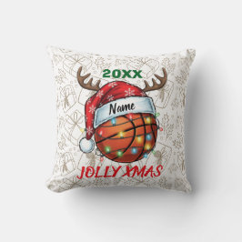  Santa Hat Basketball Reindeer Christmas Fun Sport Kudde