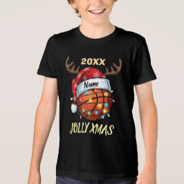  Santa Hat Basketball Reindeer Christmas Fun Sport T Shirt