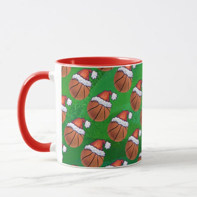 Santa Hat Basketboll på Grönt Mugg (Vänster)