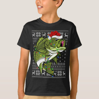 Santa Hat Bass Fish Julafton Lighting Ugly Bass Kr T Shirt