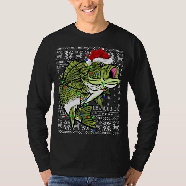 Santa Hat Bass Fish Julafton Lighting Ugly Bass Kr T Shirt (Framsida)