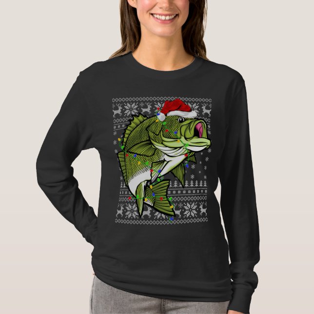 Santa Hat Bass Fish Julafton Lighting Ugly Bass Kr T Shirt (Framsida)