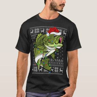 Santa Hat Bass Fish Julafton Lighting Ugly Bass Kr T Shirt