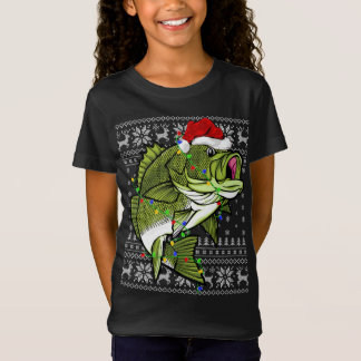 Santa Hat Bass Fish Julafton Lighting Ugly Bass Kr T Shirt