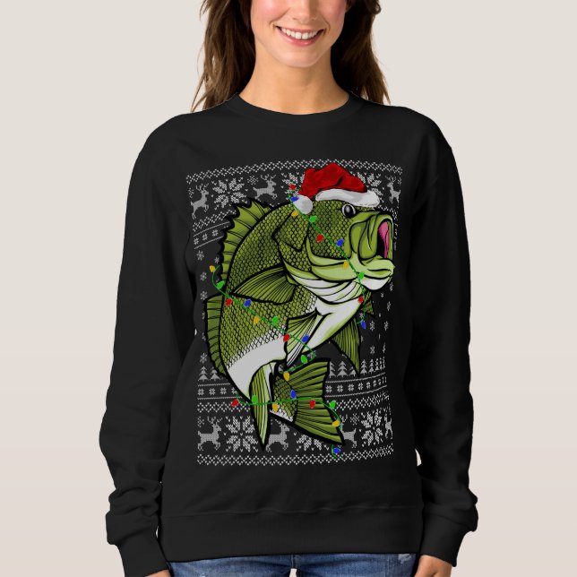 Santa Hat Bass Fish Julafton Lighting Ugly Bass Kr T Shirt (Framsida)