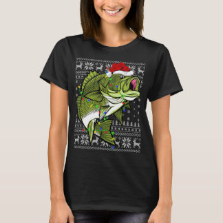 Santa Hat Bass Fish Julafton Lighting Ugly Bass Kr T Shirt