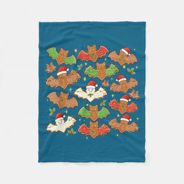 Santa Hat Bat Soky Christmas Gingerbread Bats Xmas Fleecefilt (Framsidan)