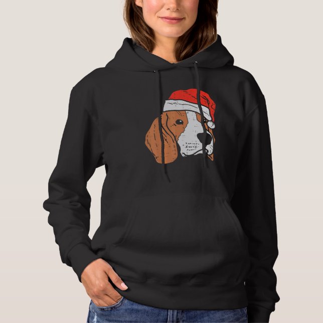 Santa Hat Beagle Christmas Xmas Dog  Owner Men Wom T Shirt (Framsida)