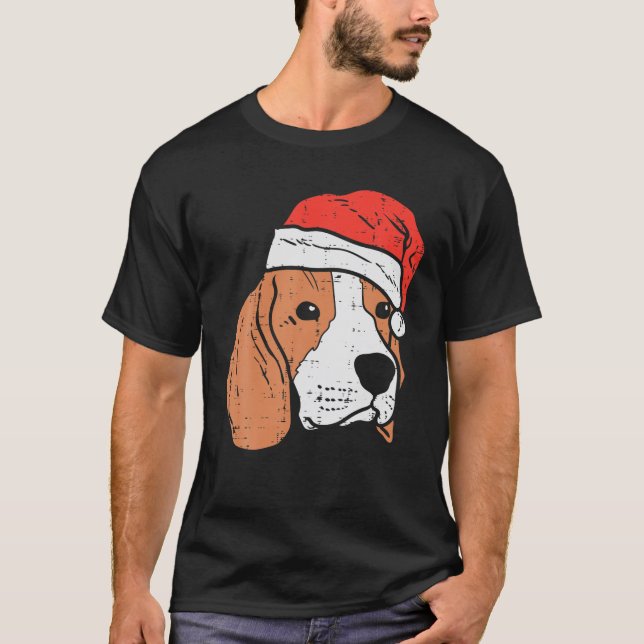Santa Hat Beagle Pajamas jul Julafton Pjs Hund Lo T Shirt (Framsida)