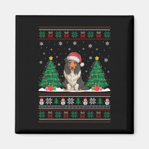 Santa Hat Bearded Collie Hund Julafton Träd Ljus U Magnet