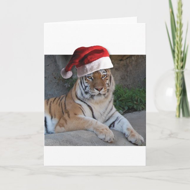 Santa Hat Bengal Tiger Helgkort (Framsida)