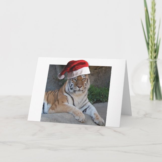 Santa Hat Bengal Tiger Helgkort (Framsida)