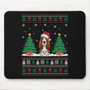 Santa Hat Bet Hound Hund Julafton Träd Ljus Ugly S Musmatta