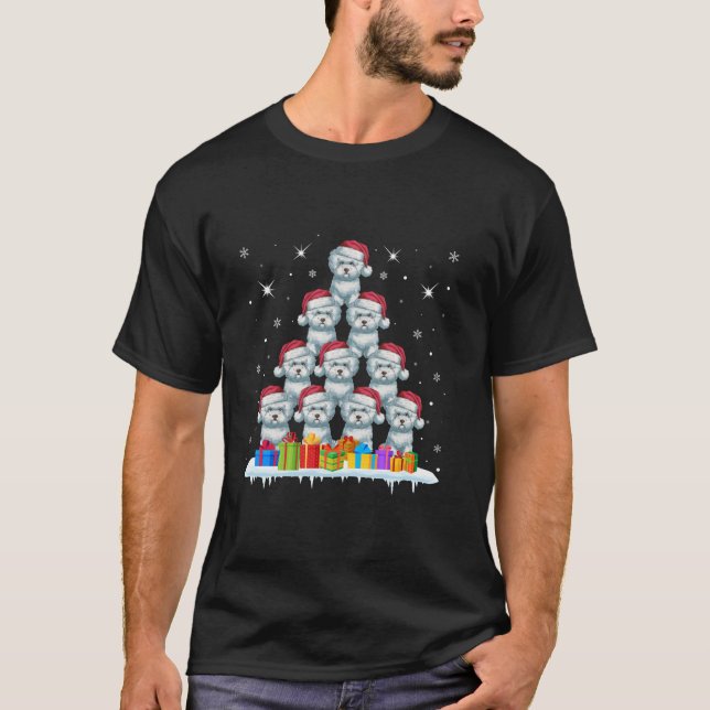 Santa Hat Bichon Frise Hundälskare Manar Women Kid T Shirt (Framsida)