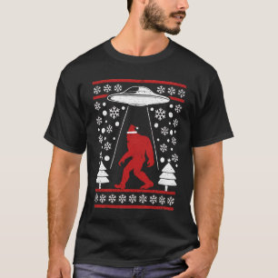 Santa hat Bigfoot Alien Ufo Sasquatch T Shirt