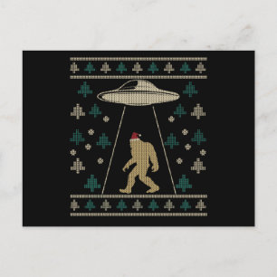 Santa hat Bigfoot Alien Ufo Sasquatch Vykort