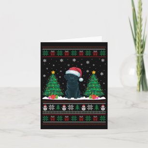 Santa Hat Black Labrador Hund Julafton Träd Ljus U Kort