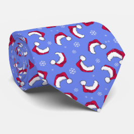 Santa Hat Blue Christmas Neck Tie Slips