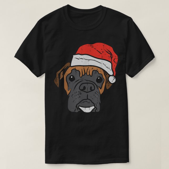 Santa Hat Boer Hund jul PJs Julafton Hund älskare  T Shirt (Design framsida)