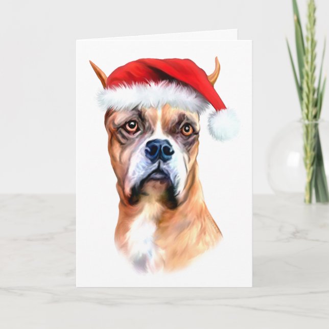 Santa Hat Boxer Helgkort (Framsida)