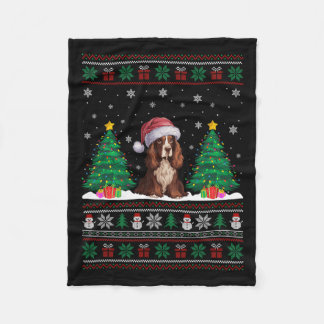 Santa Hat Boykin Spain Hund Julafton Träd Ljus Ugl Fleecefilt