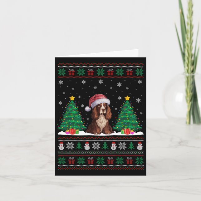 Santa Hat Boykin Spain Hund Julafton Träd Ljus Ugl Kort (Framsida)
