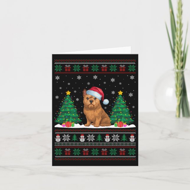 Santa Hat Brussels Griffon Hund Julafton Träd Ljus Kort (Framsida)
