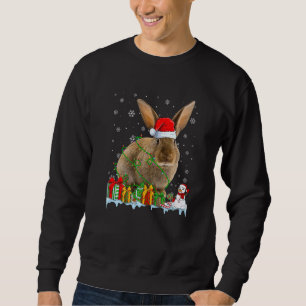Santa Hat Bunny jul Ljus Animals Lång Ärmad Tröja