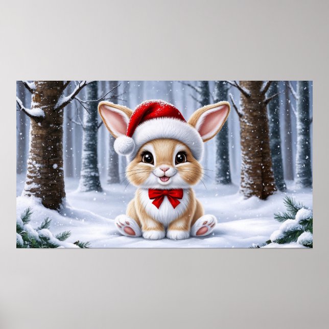 Santa Hat Bunny Poster (Framsidan)