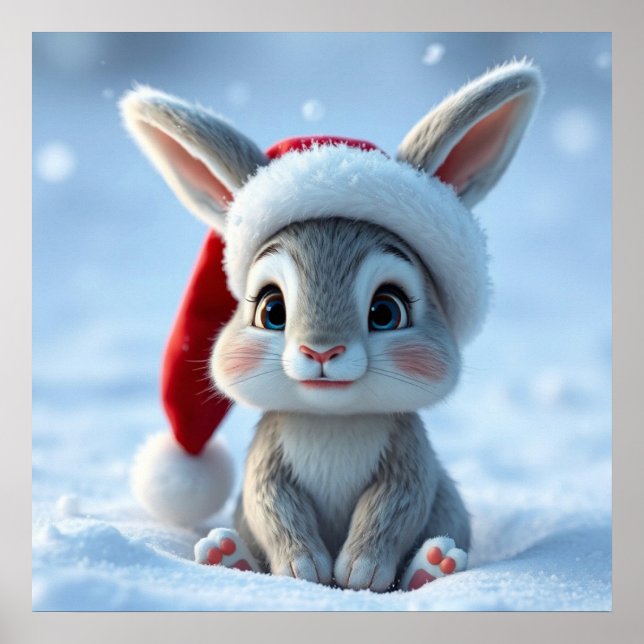 Santa Hat Bunny Poster (Framsidan)
