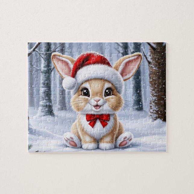 Santa Hat Bunny Puzzle Pussel (Horisontell)