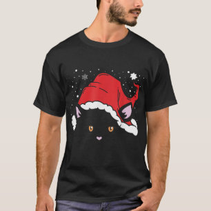 Santa Hat Cat Ansikte jul Kittens Älskare Julafton T Shirt
