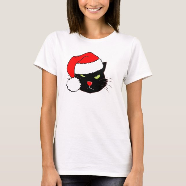 Santa Hat Cat T-shirt (Framsida)