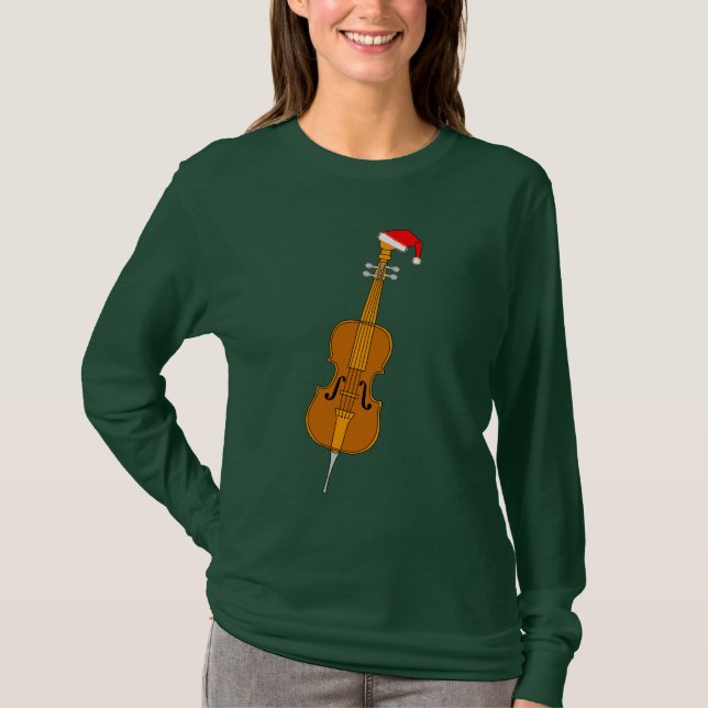 Santa Hat Cello T Shirt (Framsida)