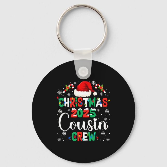 Santa Hat Christmas 2025 Cousin Crew Xmas Matching Nyckelring (Framsida)