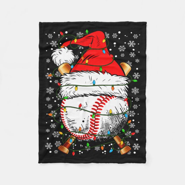 Santa Hat Christmas Baseball Player Srts For Men B Fleecefilt (Framsidan)