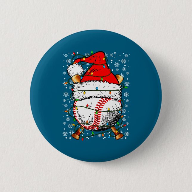 Santa Hat Christmas Baseball Player Srts For Men B Knapp (Framsida)