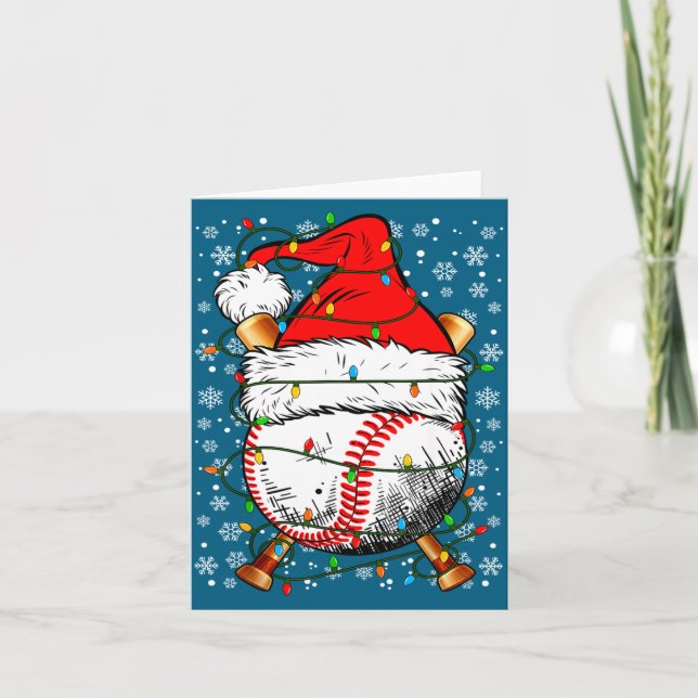 Santa Hat Christmas Baseball Player Srts For Men B Kort (Framsida)