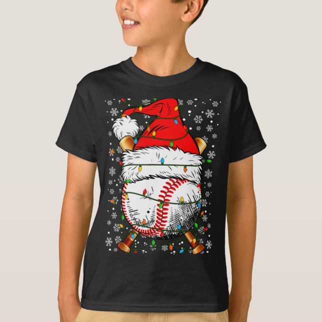Santa Hat Christmas Baseball Player Srts For Men B T Shirt (Framsida)