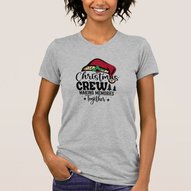 Santa Hat Christmas Crew Matching Family T Shirt (Framsida)