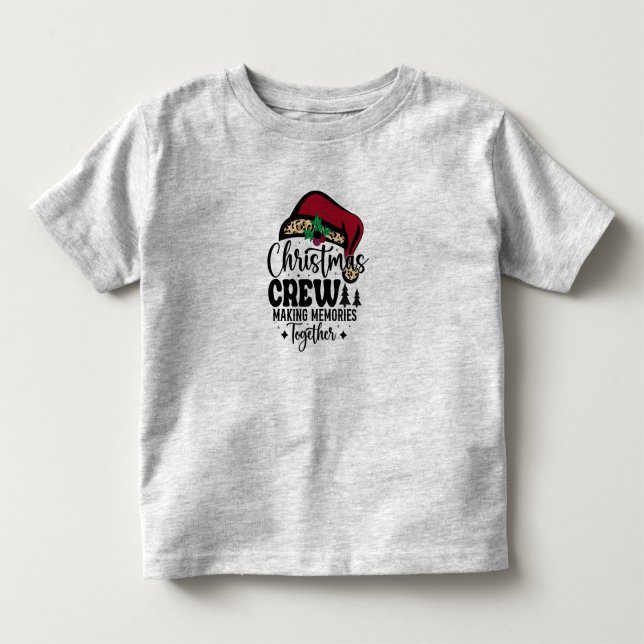 Santa Hat Christmas Crew Matching Family T Shirt (Framsida)