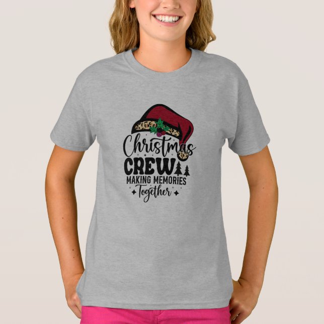Santa Hat Christmas Crew Matching Family T Shirt (Framsida)