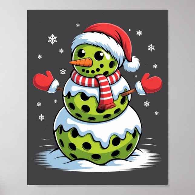 Santa Hat Ckleball Snowman Christmas Men Women Kid Poster (Framsidan)