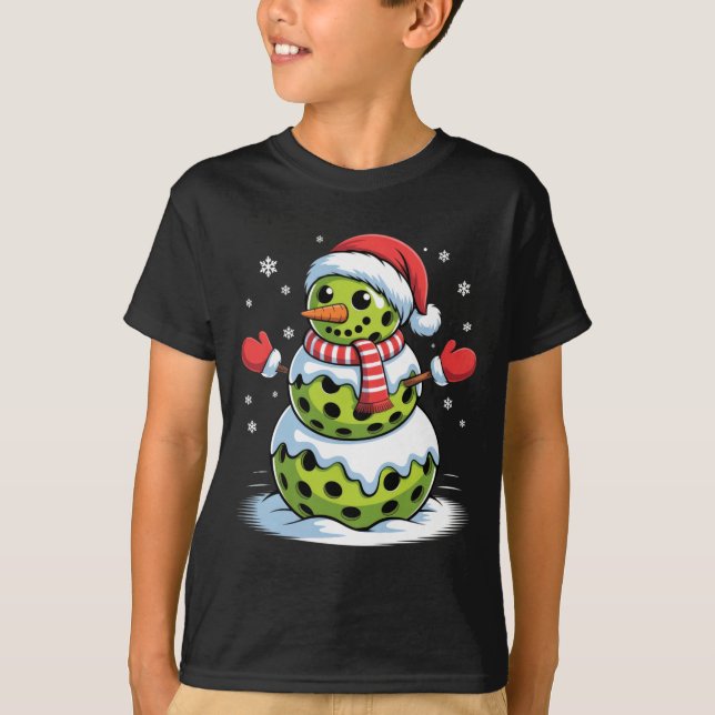 Santa Hat Ckleball Snowman Christmas Men Women Kid T Shirt (Framsida)