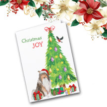 Santa Hat Collie Hund och Julgran