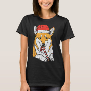 Santa Hat Corgi Hund jul T Shirt