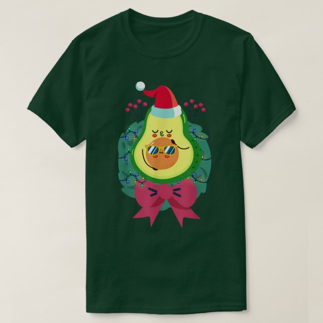 Santa Hat Cute Avocado Tropical Sommar I T Shirt (Design framsida)