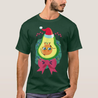 Santa Hat Cute Avocado Tropical Sommar I T Shirt
