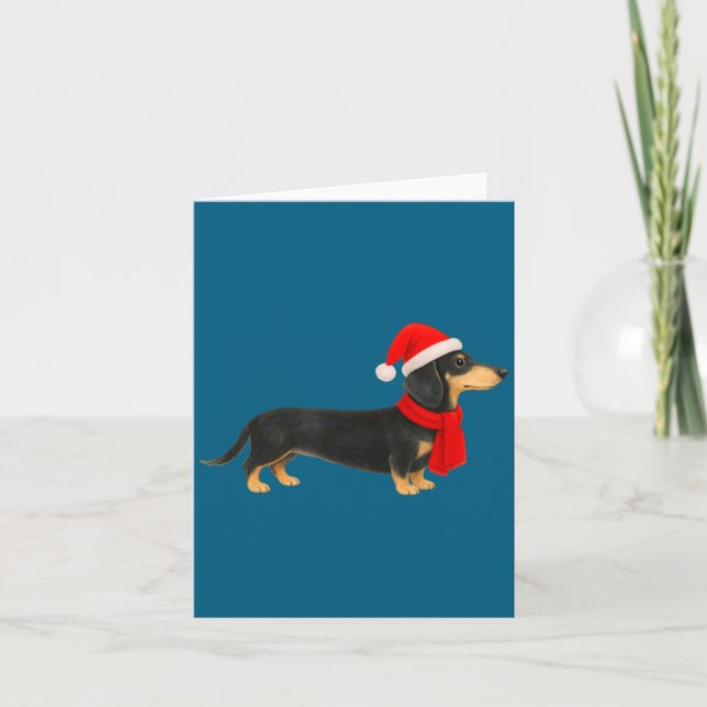 Santa Hat Dachshund Christmas Funny Cute Dog Mom  Kort (Framsida)