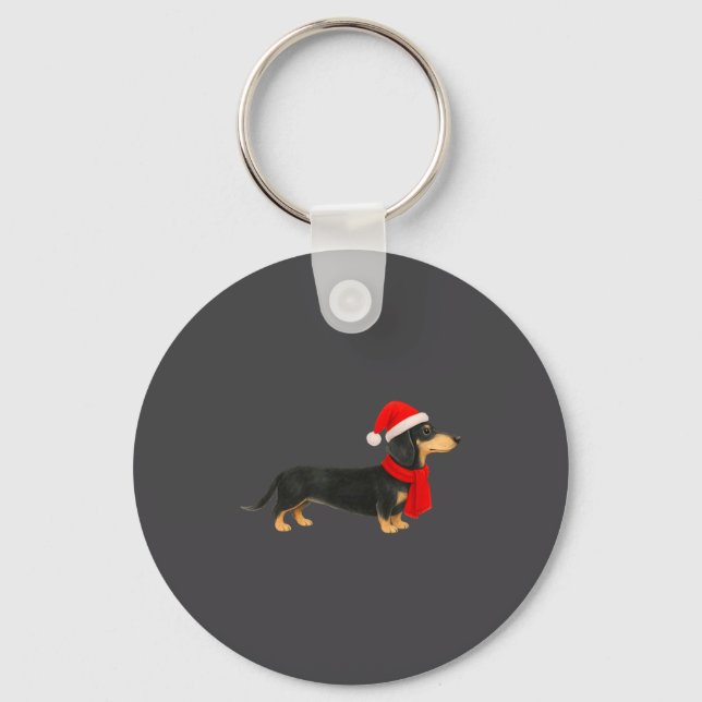 Santa Hat Dachshund Christmas Funny Cute Dog Mom  Nyckelring (Framsida)